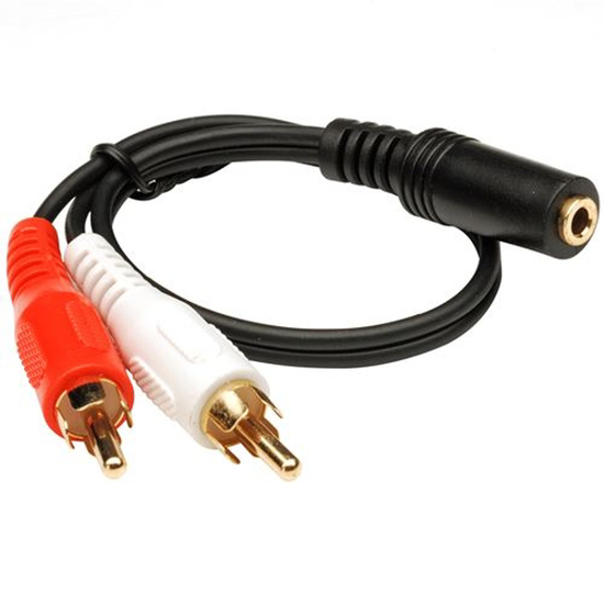 Vaizdas Aux įėjimo adapteris 2 RCA kištukas - Jack lizdas 3.5mm                                                                                               