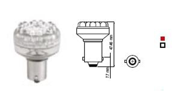 Vaizdas Bosma lemputė BA15s, raudona, šviesos diodai                                                                                                          