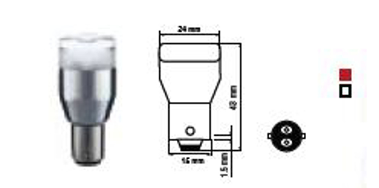 Vaizdas Bosma lemputė BAY15d, raudona 1W, šviesos diodai                                                                                                      
