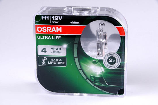 Vaizdas Osram lemputės ULTRA LIFE,  H1, 55W, DUO 64150ULT-HCB                                                                                                 