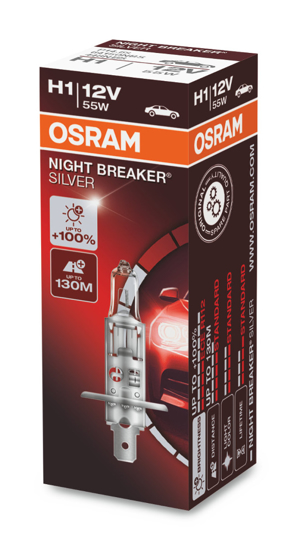 Vaizdas Osram lemputės SILVER +100%, H1, 55W 64150NBS                                                                                                         