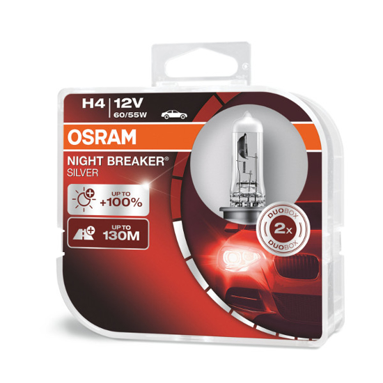 Vaizdas Osram lemputės SILVER +100%, H4, 60/55W, DUO 64193NBS-HCB                                                                                             