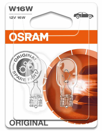 Vaizdas Osram, Lemputė,  W16W T15 16W 12V W2,1x9,5d skaidri, 2vnt blisteri                                                                                    