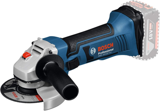 Bosch Professional 18V sistemos GWS 18-125 V-LI akumuliatorinis kampinis slifuoklis (greitis be apkrovos: 10 000 min-1, disko skersmuo: 125 mm, isskyr